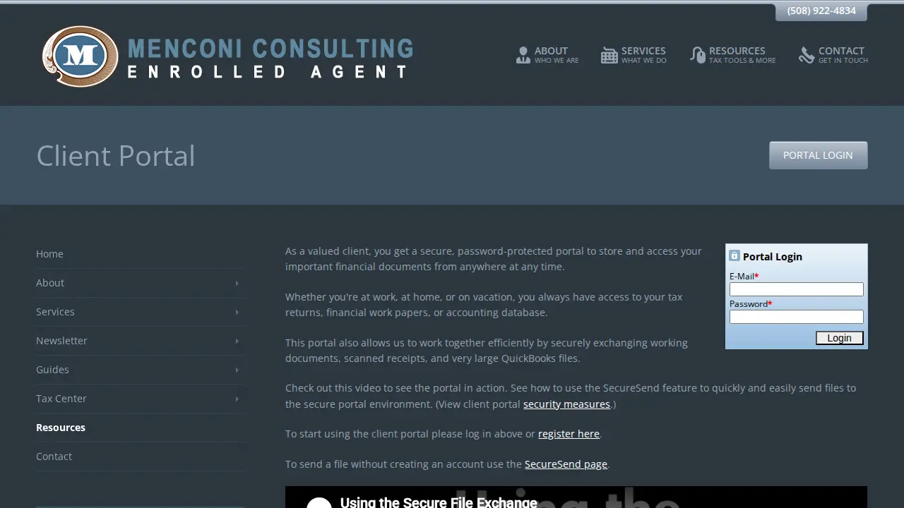Menconi Consulting - Tax Prep Bookkeeping CFO Service page