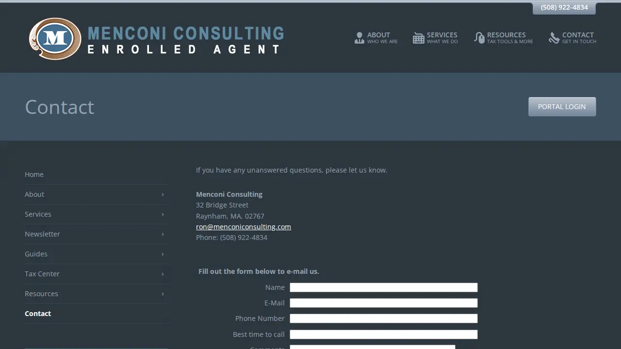 Menconi Consulting - Tax Prep Bookkeeping CFO Service page