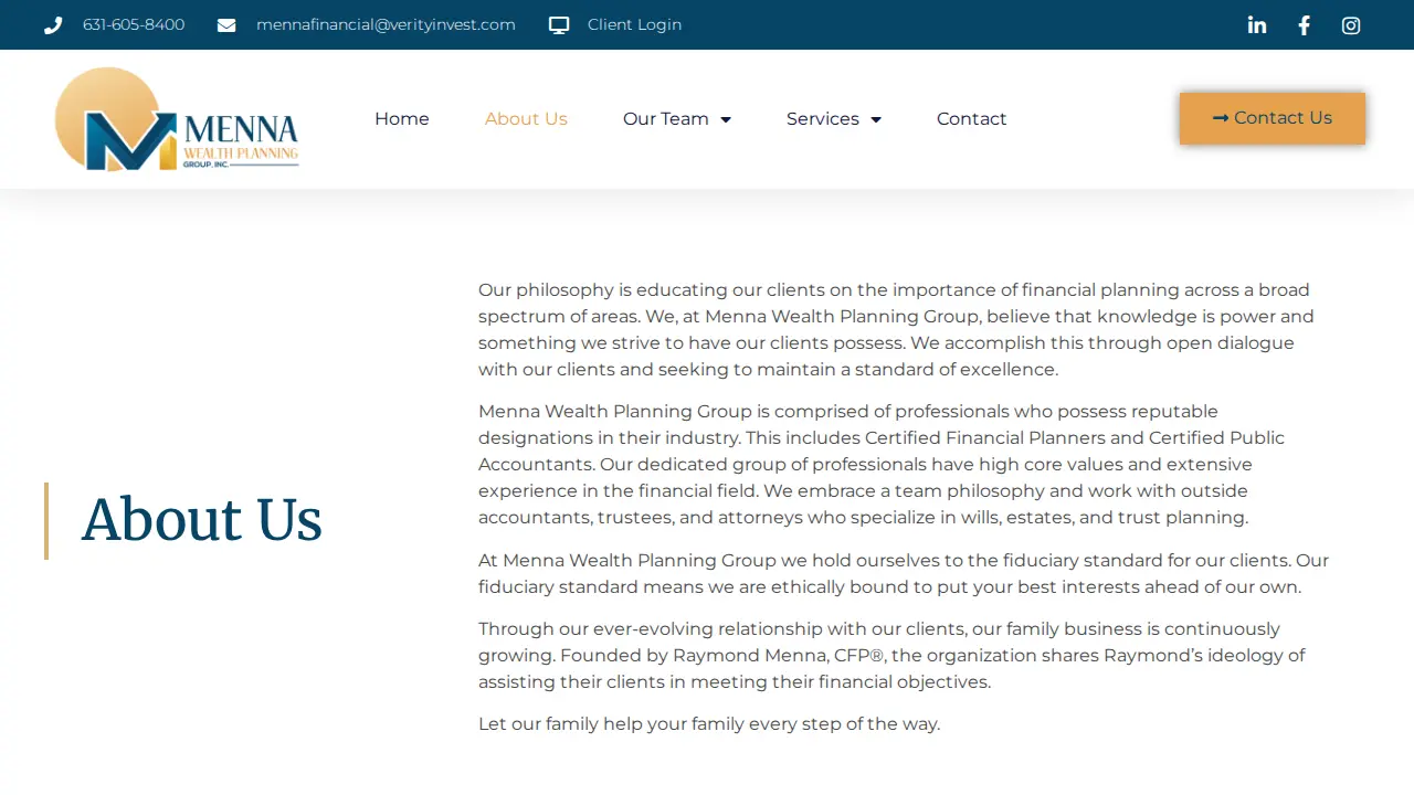 Menna Wealth Planning Group, Inc. page