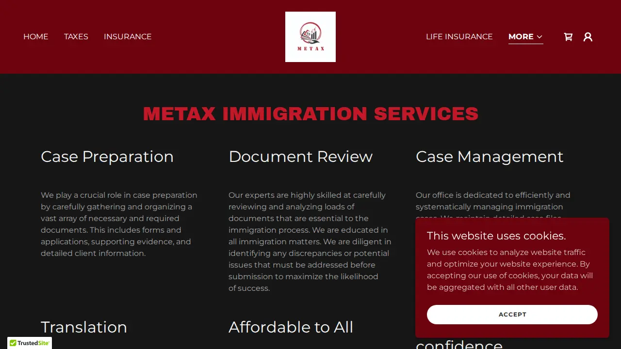 METAX Taxes & Insurance page