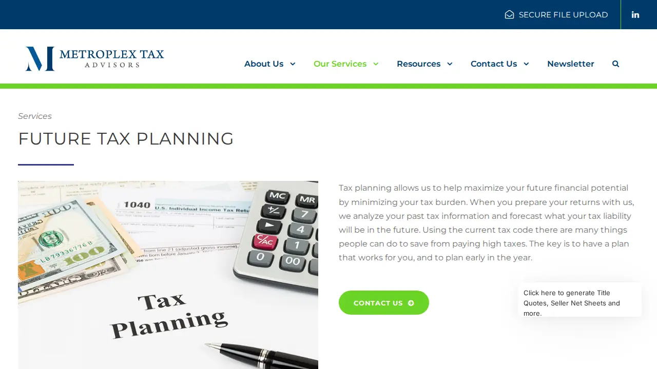 Metroplex Tax Advisors LLC. page