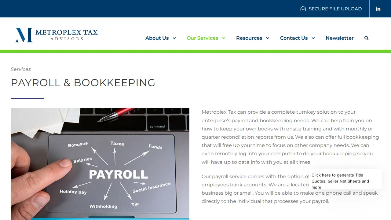 Metroplex Tax Advisors LLC. page