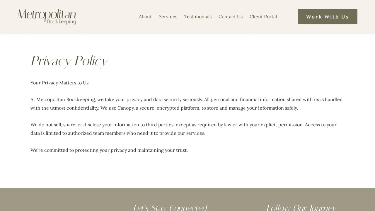 Metropolitan Bookkeeping page