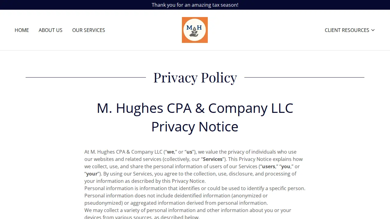 M. Hughes, CPA & Company, LLC page
