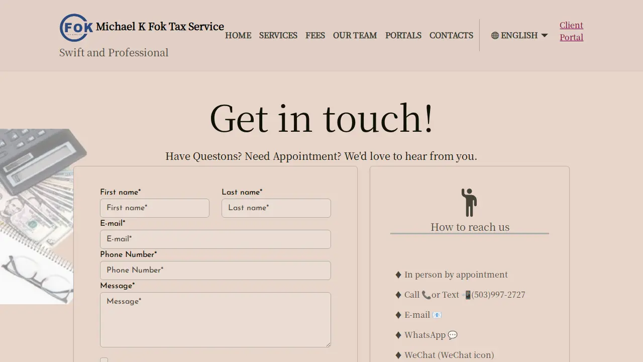Michael K Fok Tax Service page