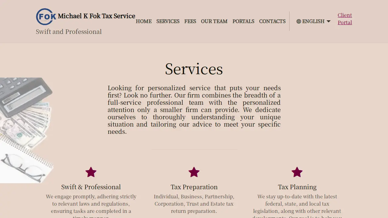 Michael K Fok Tax Service page