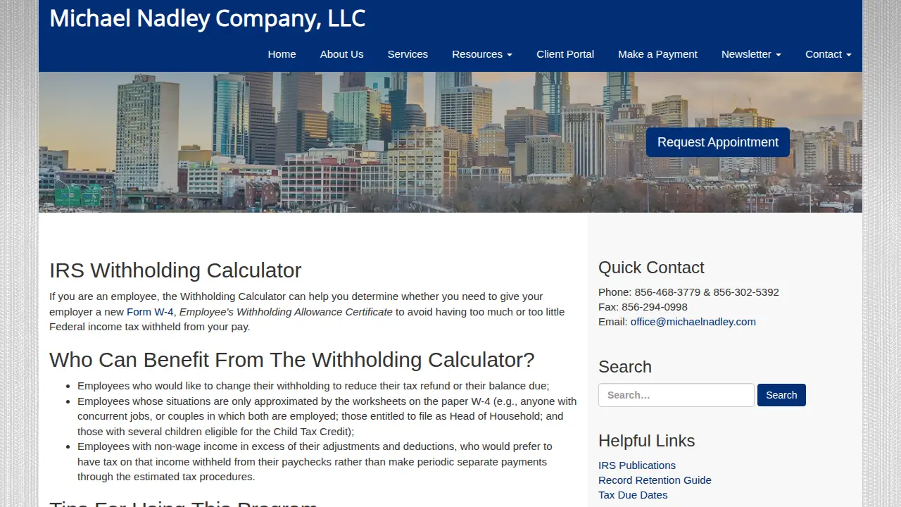 Michael Nadley Company page