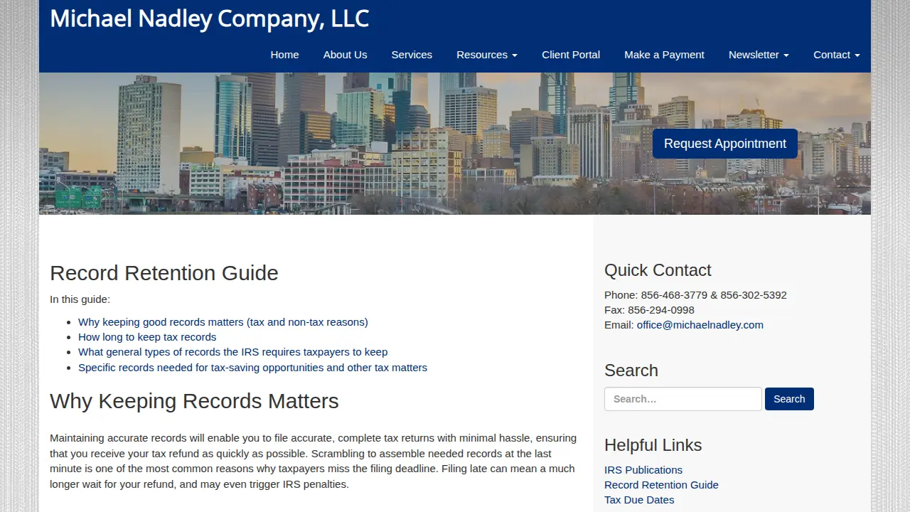 Michael Nadley Company page