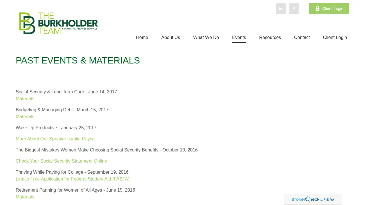 The Burkholder Team page