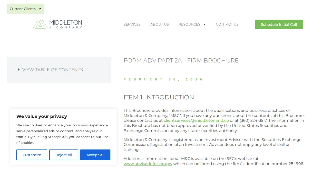 Middleton & Company page