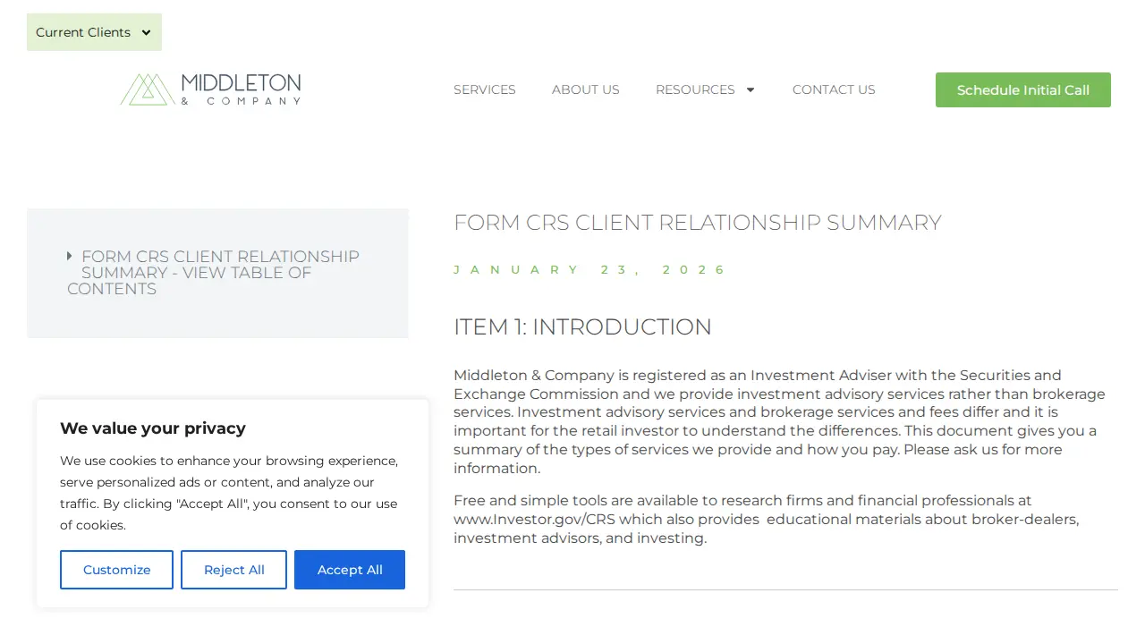 Middleton & Company page