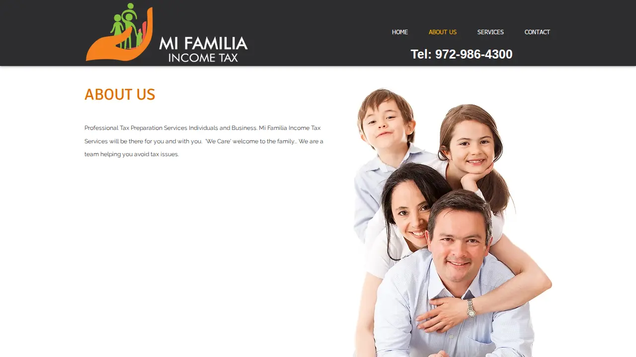Mi Familia Income Tax Services page