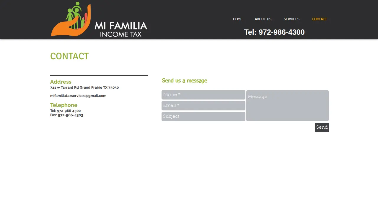 Mi Familia Income Tax Services page