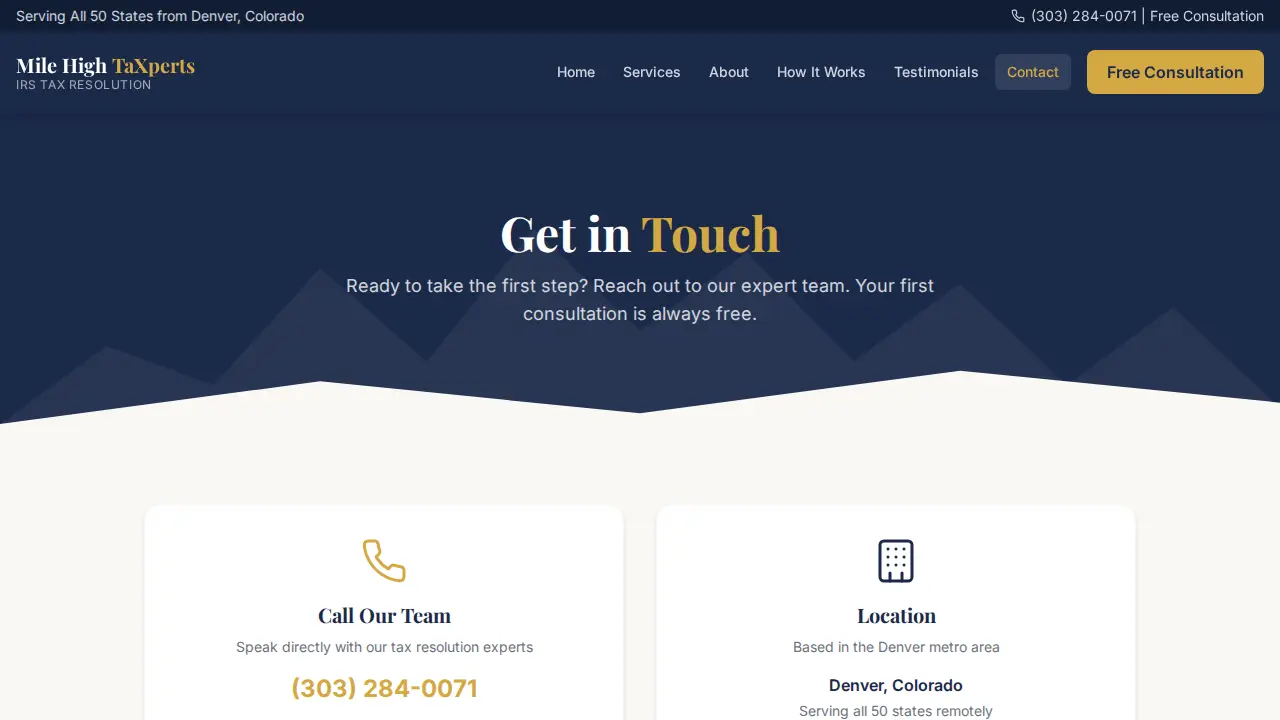 Mile High Taxperts page