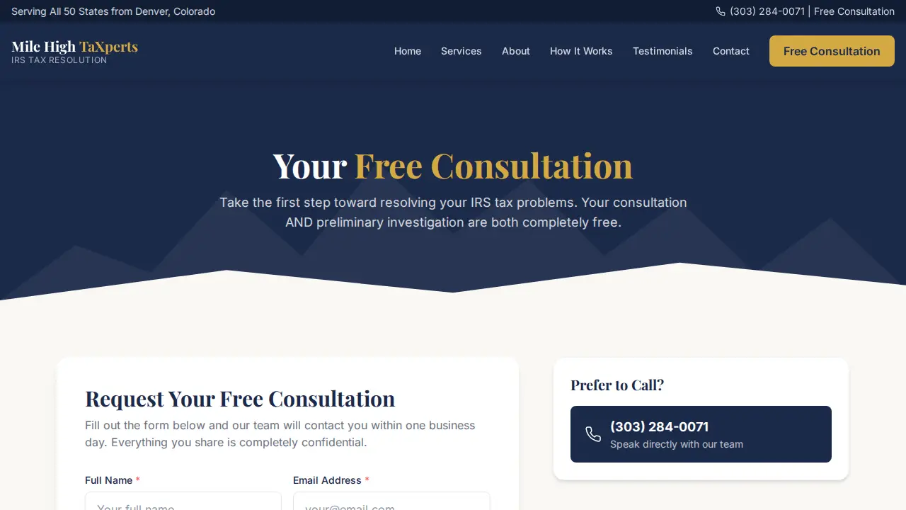 Mile High Taxperts page