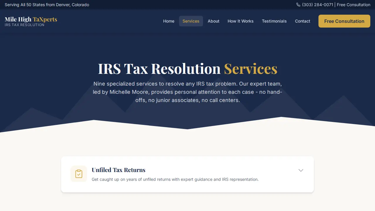Mile High Taxperts page