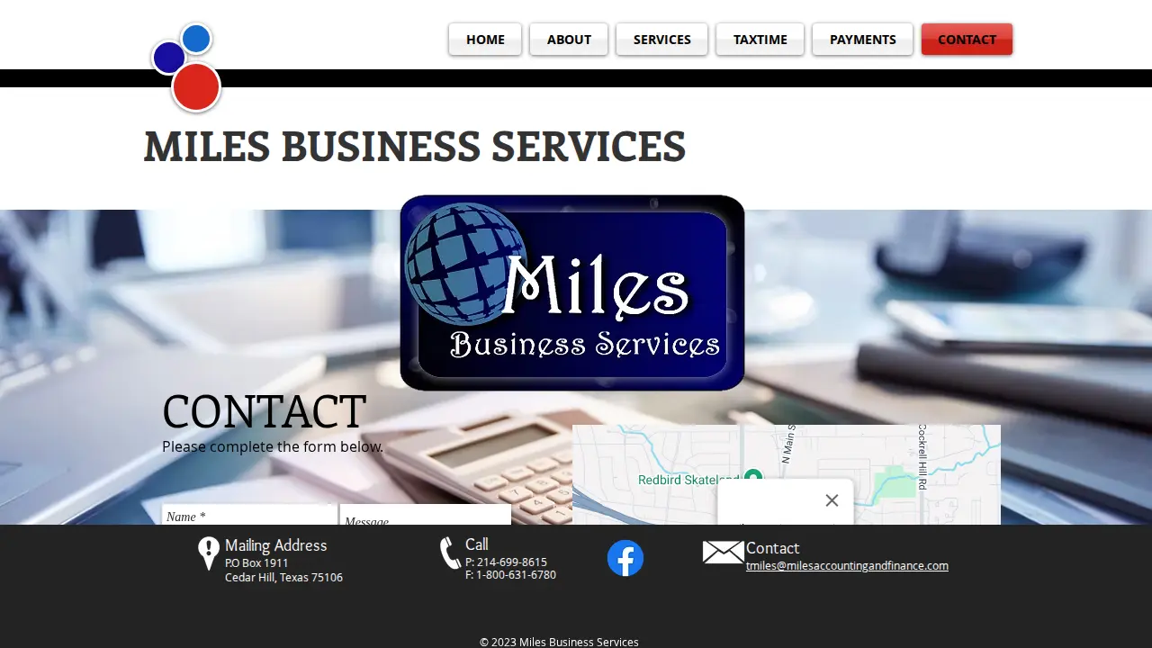 Miles Business Services page