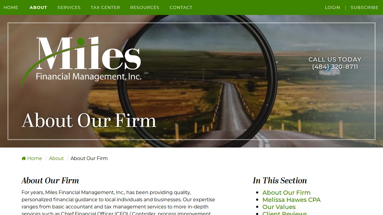 Miles Financial Management page