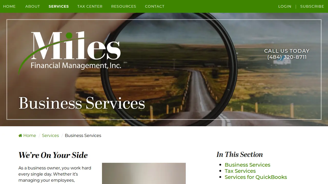 Miles Financial Management page