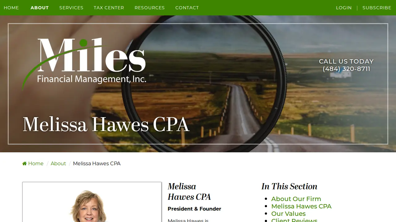 Miles Financial Management page