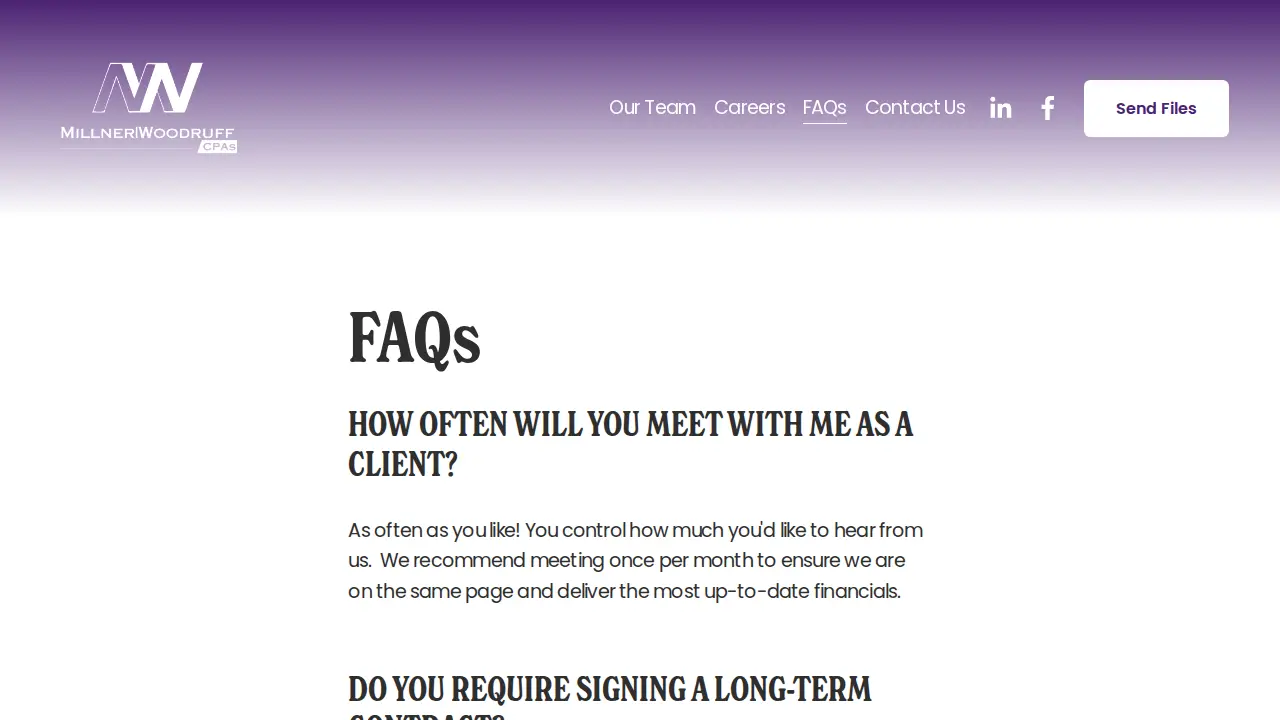 Millner|Woodruff CPAs page