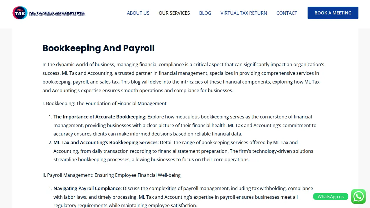 ML TAX & MULTISERVICE page