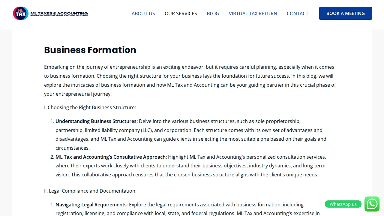 ML TAX & MULTISERVICE page