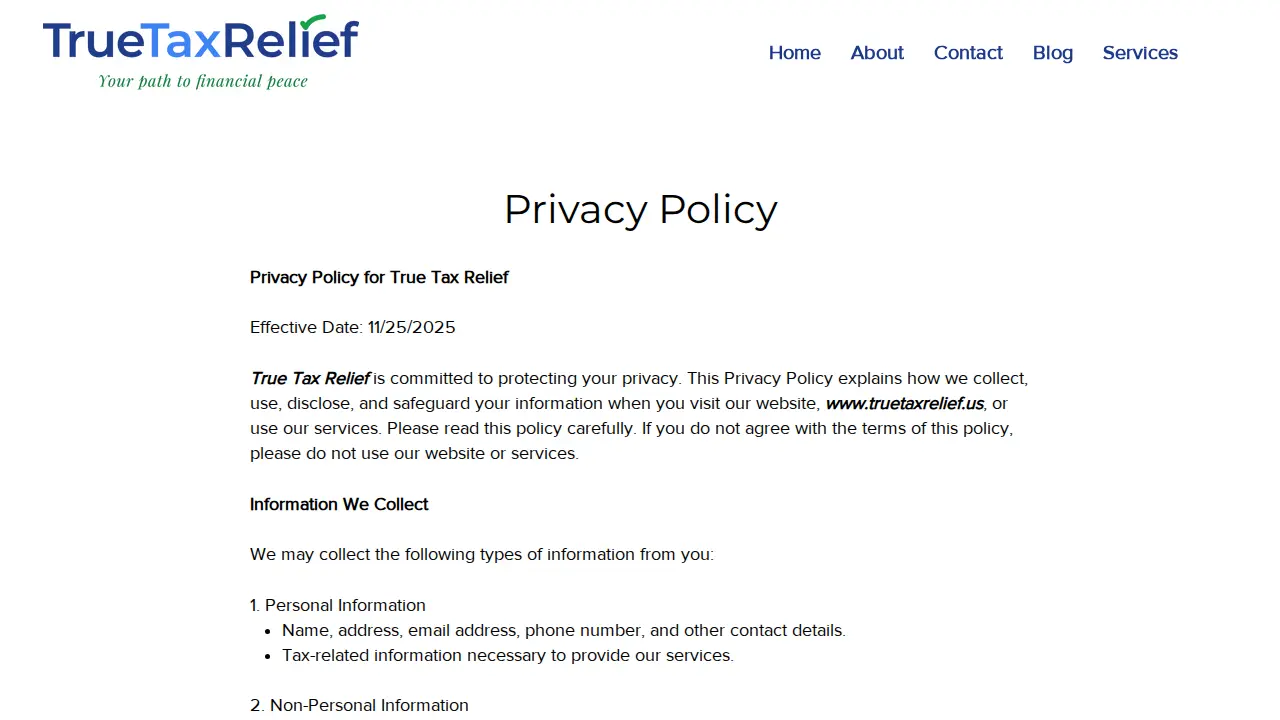 MM Online Tax Services page