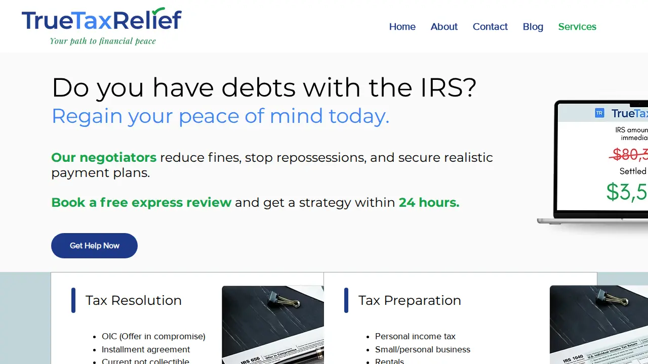 MM Online Tax Services page