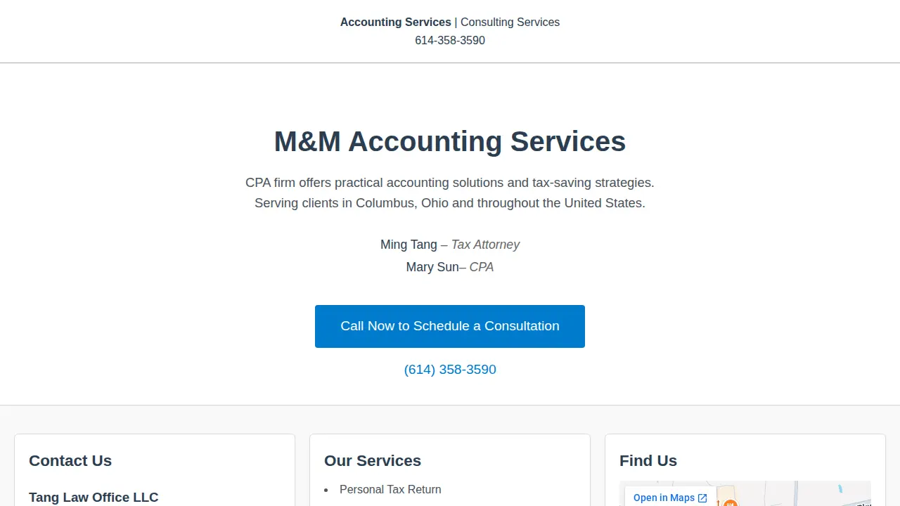 M&M Accounting Services website
