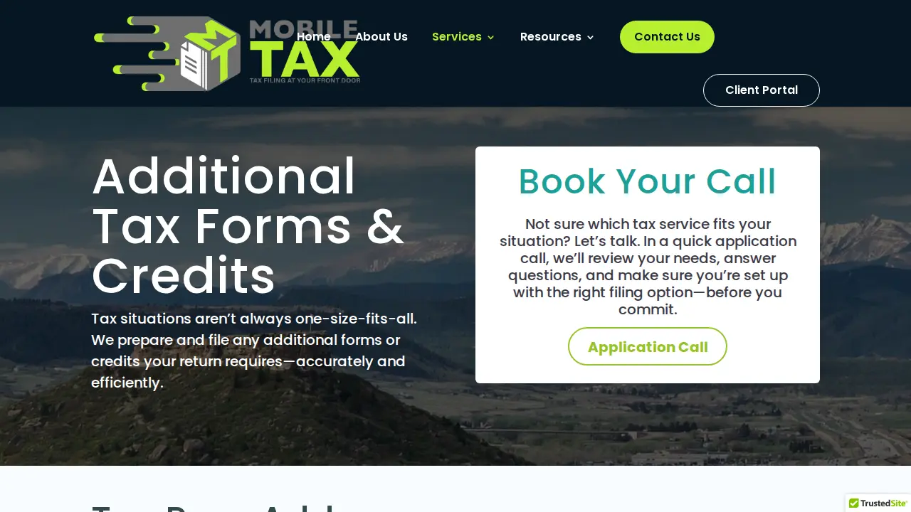 Mobile Tax page