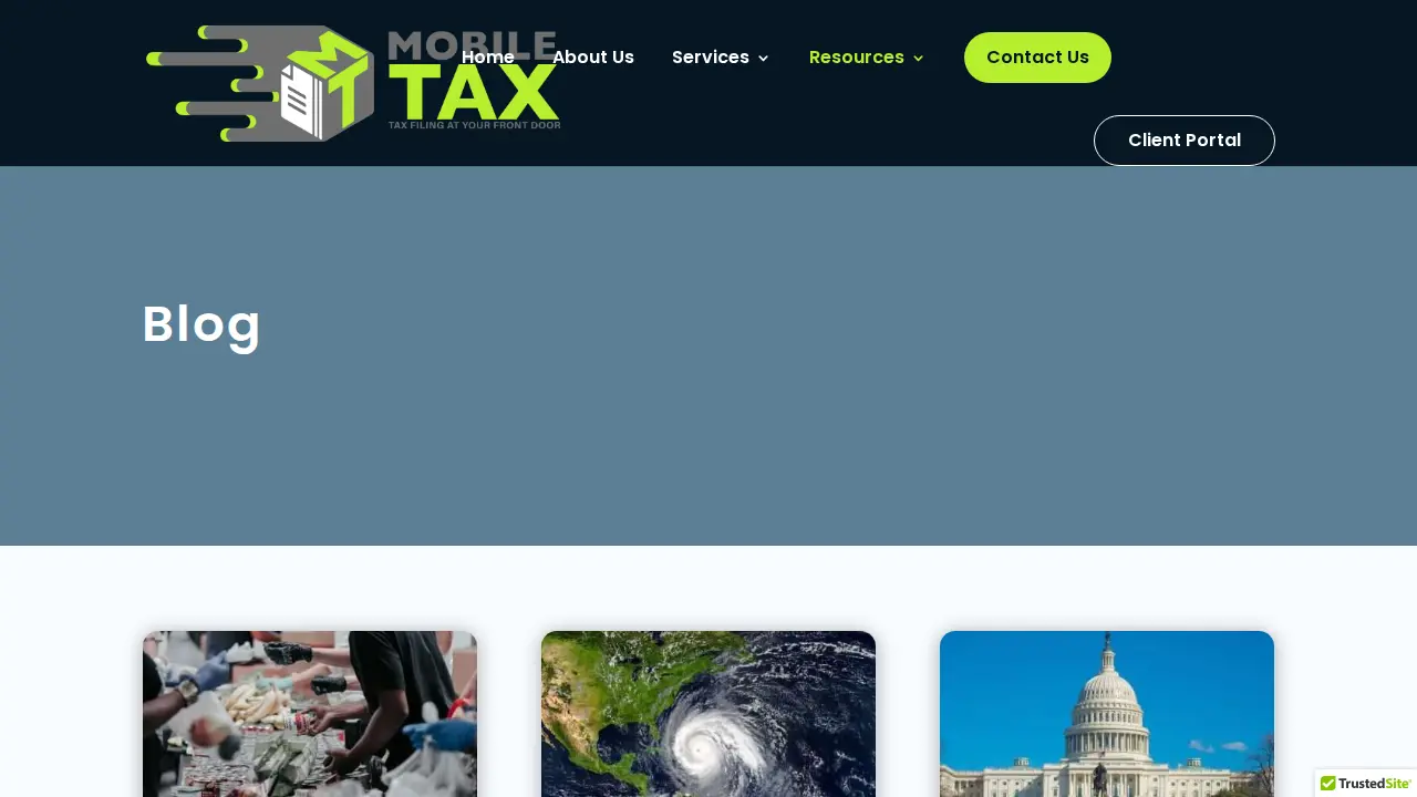 Mobile Tax page
