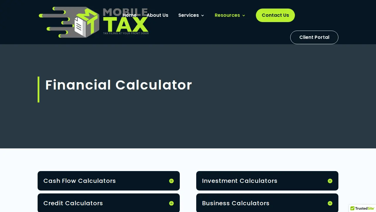 Mobile Tax page
