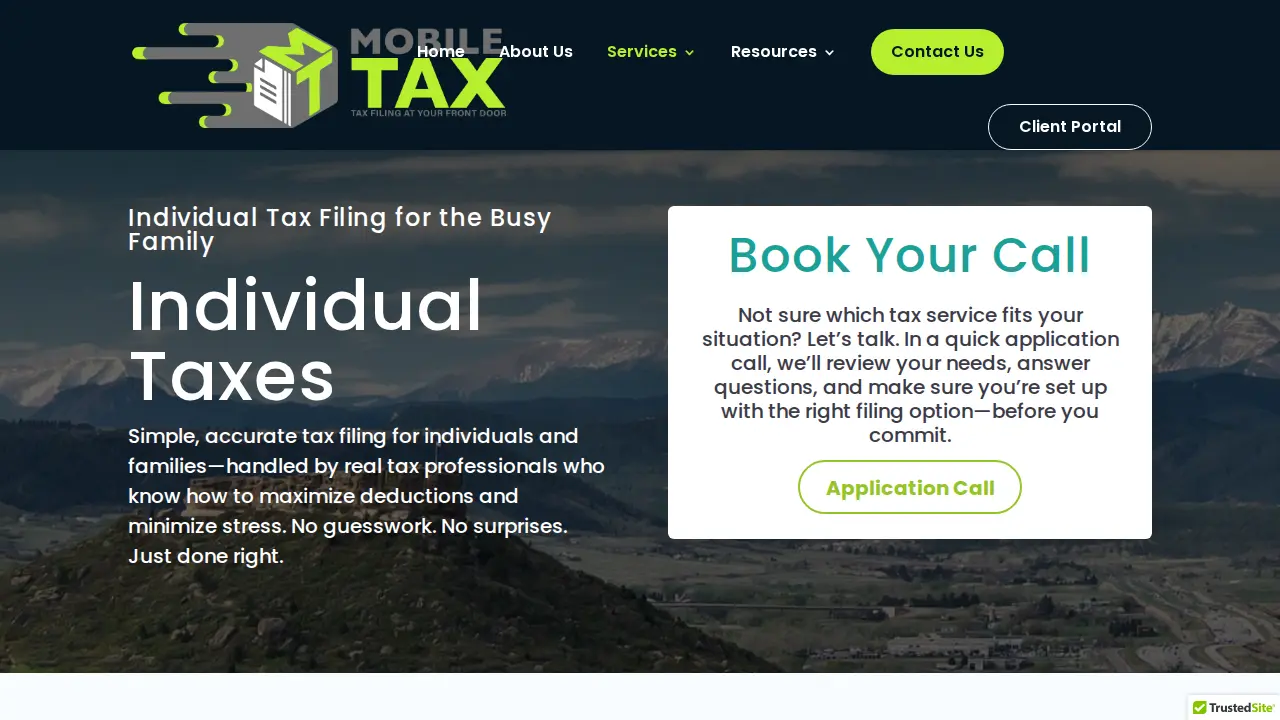 Mobile Tax page