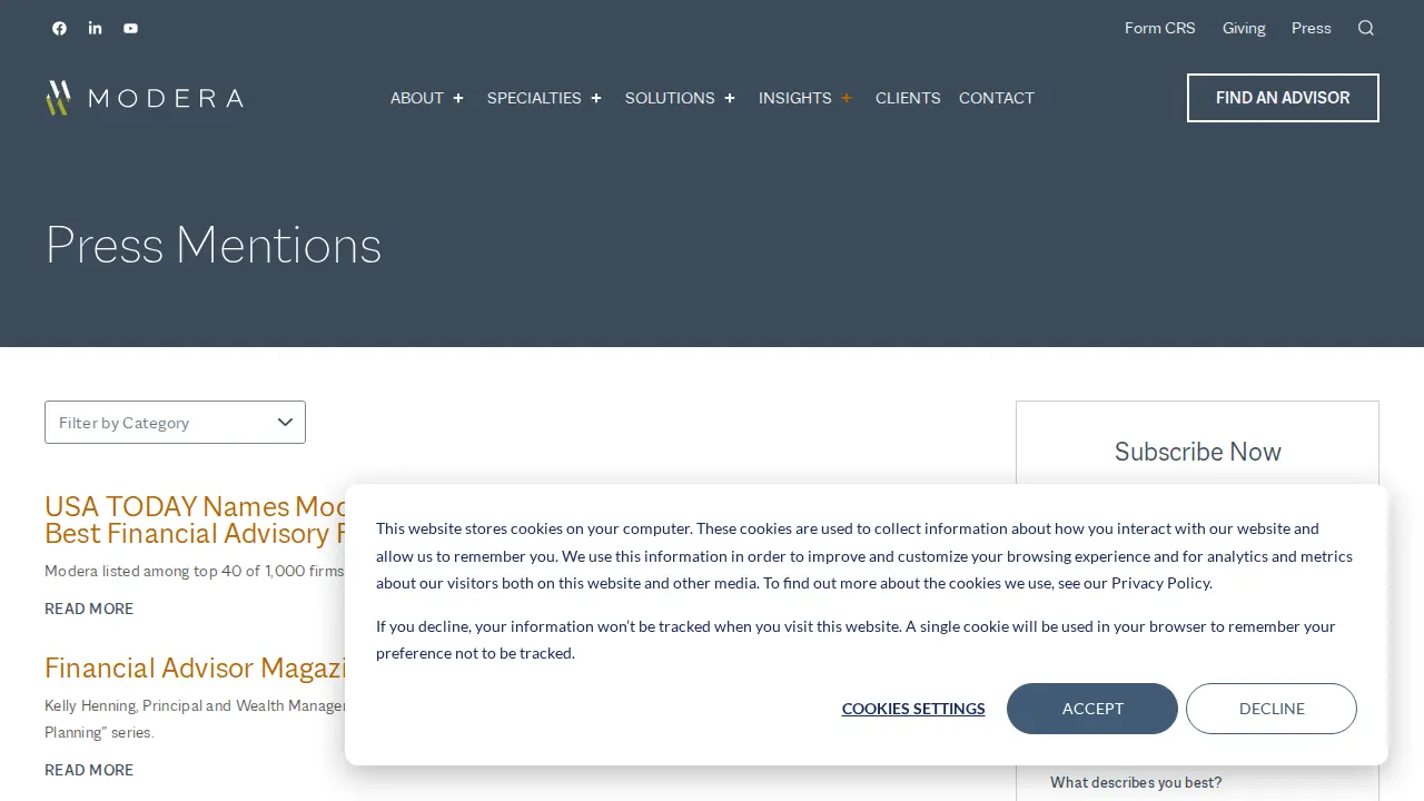 Modera Wealth Management page
