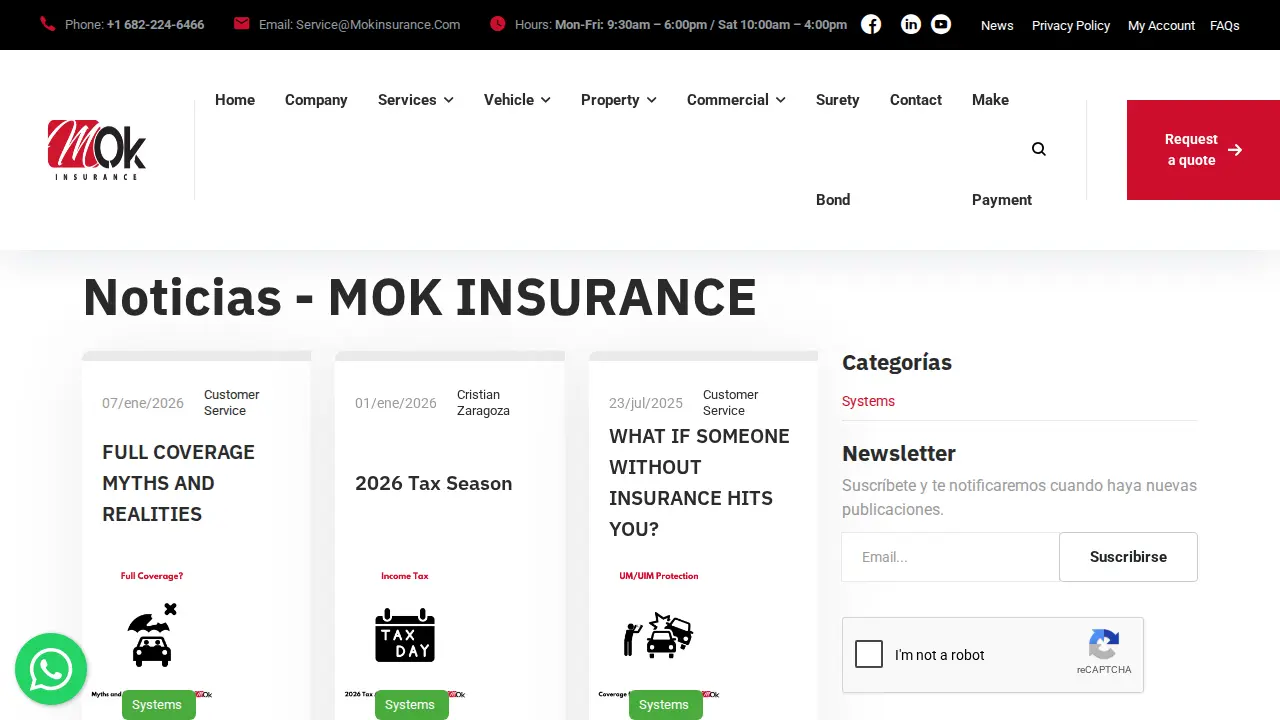 MOK Insurance & Tax services page
