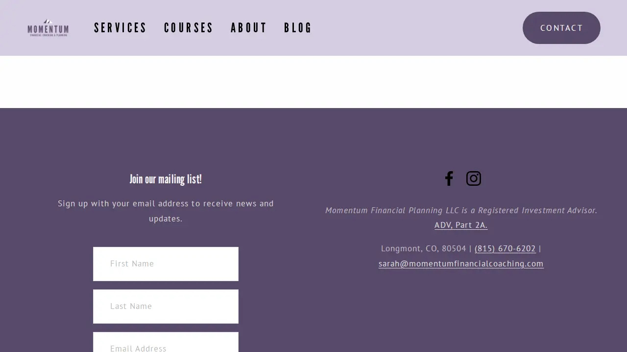 Momentum Financial Planning LLC page