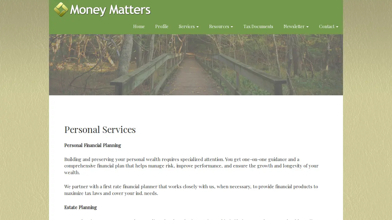 Money Matters page
