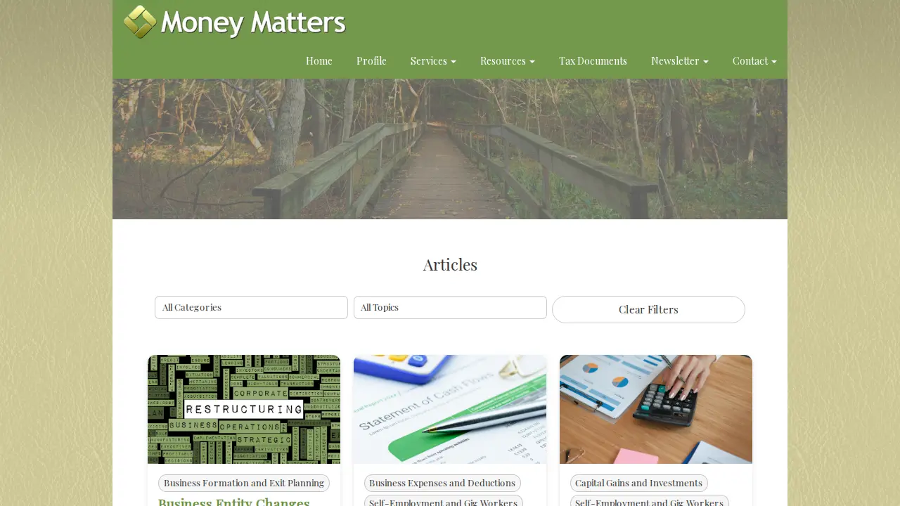 Money Matters page