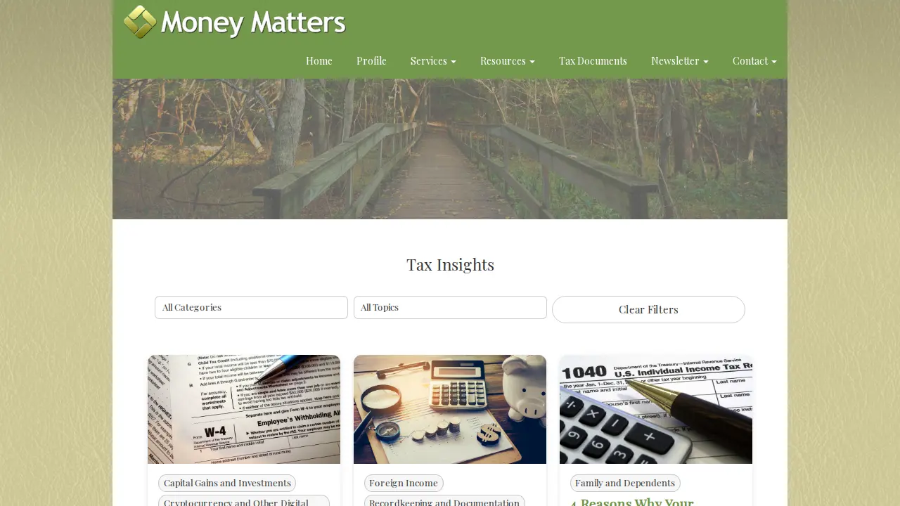 Money Matters page