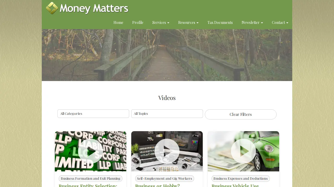 Money Matters page