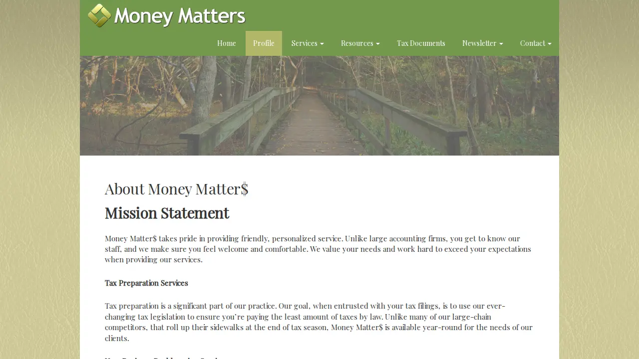 Money Matters page