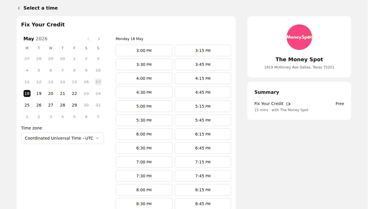 The Money Spot page