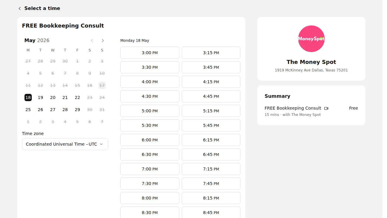 The Money Spot page