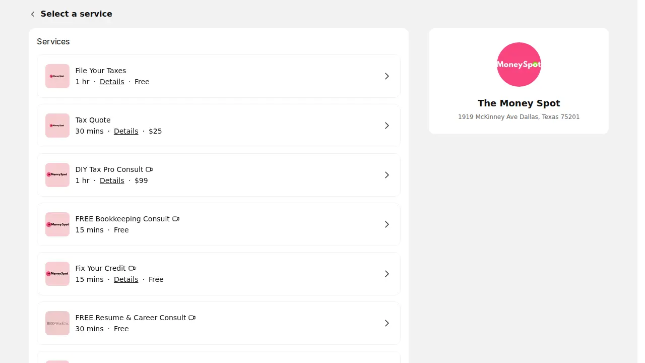 The Money Spot page