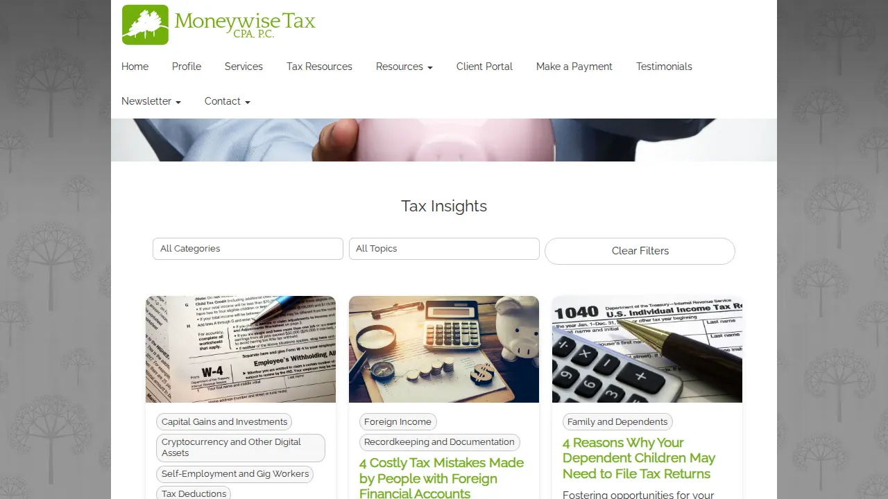 Moneywise Tax CPA PC page