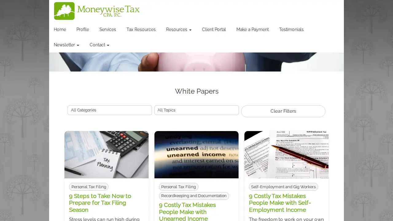 Moneywise Tax CPA PC page