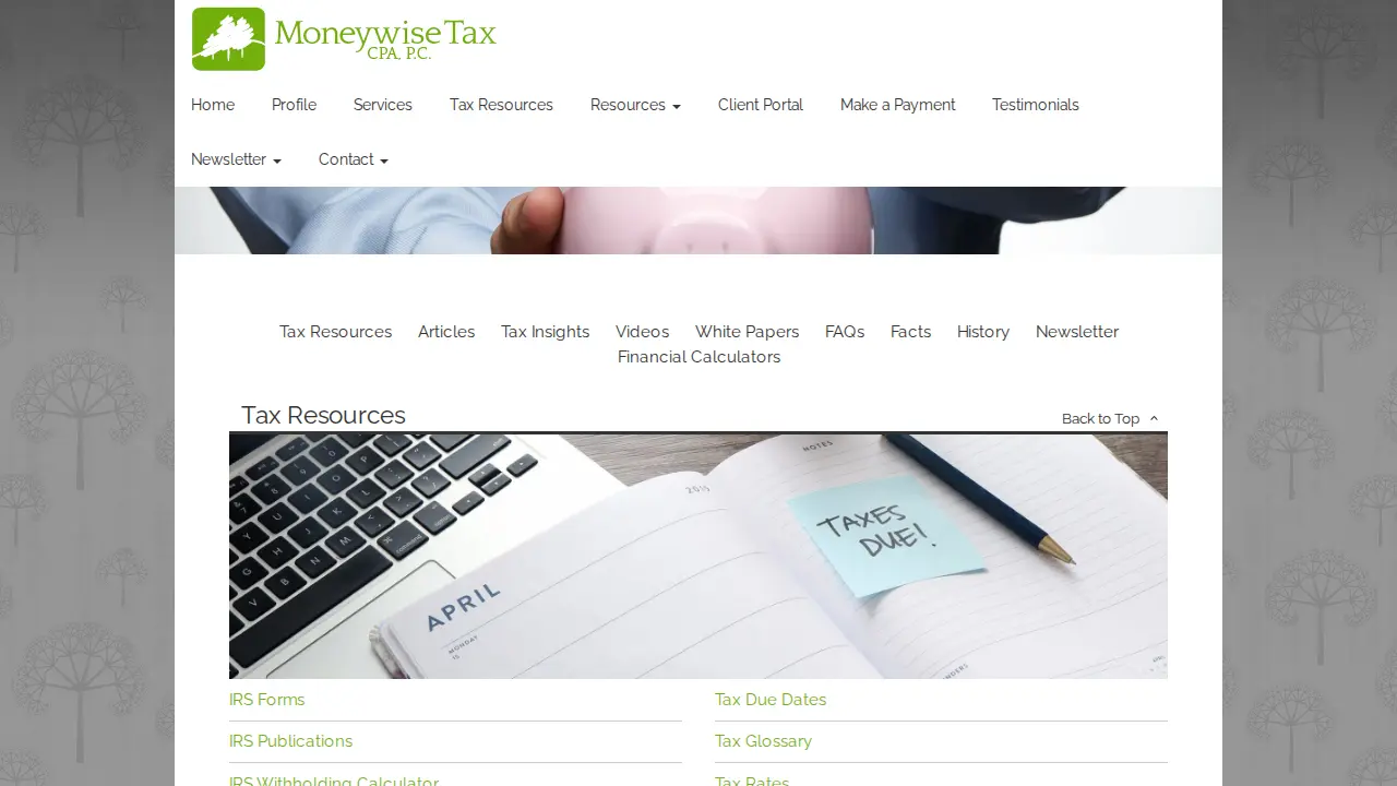 Moneywise Tax CPA PC page