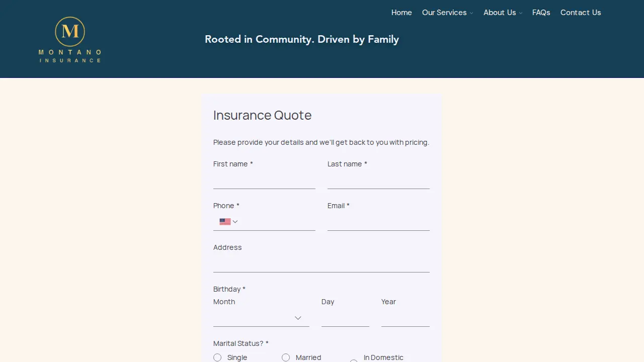 Donny Montano Insurance and Auto Tag page