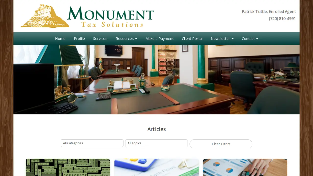 Monument Tax Solutions page